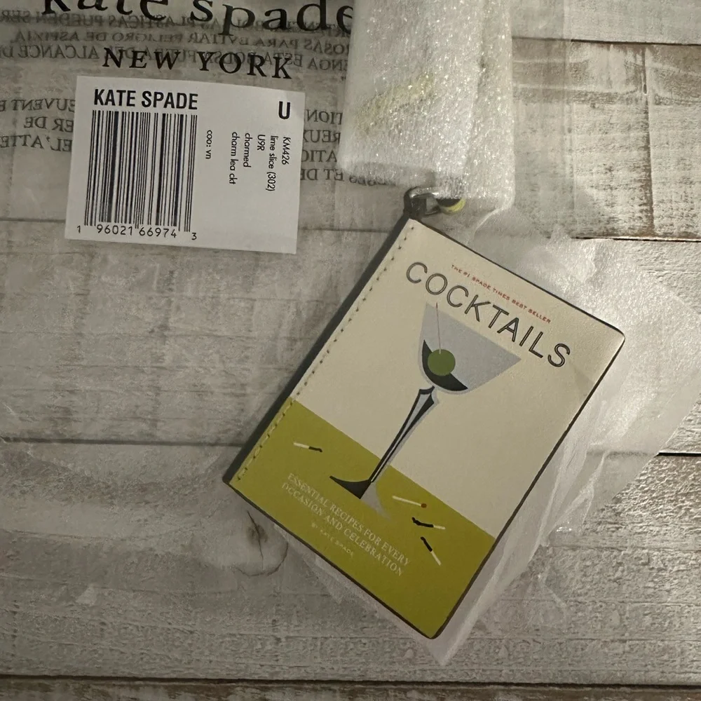 Nwt Kate spade cocktails recipe book bag charm - Picture 7 of 11